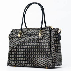 Monogram Fashion Tote Bag with Metal Detail and Capacity