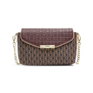 Monogram Print Chain Crossbody Bag with Flap and Classic Style