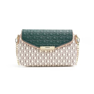 Monogram Print Chain Crossbody Bag with Flap and Classic Style
