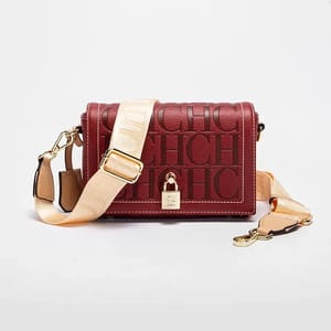 Monogram Print Women's Shoulder Bag with Metal Buckle Accent