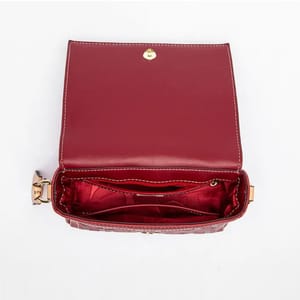 Monogram Print Women's Shoulder Bag with Metal Buckle Accent