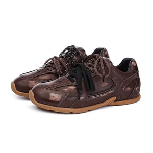 Retro Flat Sneakers for Women with Leather Upper Comfort