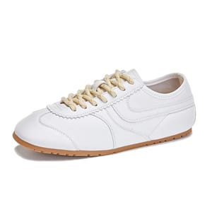 Flat Leather Lace-Up Sneakers Inspired by Classic Retro Trainers