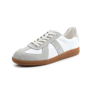 Mixed Color Leather Sneakers for Women with Flat Comfort Sole