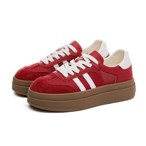 Genuine Leather Round-Toe Sneakers for Casual and Active Wear