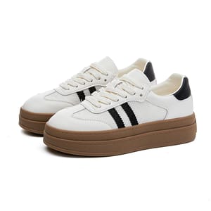 Genuine Leather Round-Toe Sneakers for Casual and Active Wear