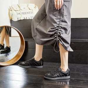 Flat Real Leather Casual Sneakers for Women with Skateboard Style Aiyuqi - Women's Low Top Sneakers 3