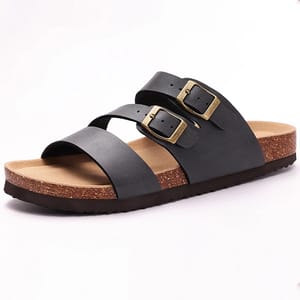 Shevalues Women's Double Buckle Mules with Cork Footbed Sandals