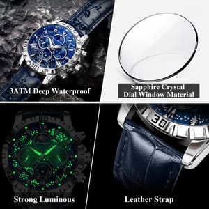 Luxury Men's Waterproof Chronograph Leather Quartz Watch Luxury Men's Waterproof Chronograph Leather Quartz Watch