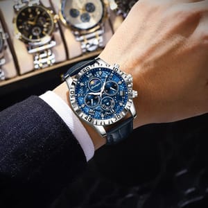 Luxury Men's Waterproof Chronograph Leather Quartz Watch Luxury Men's Waterproof Chronograph Leather Quartz Watch