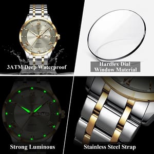 Elegant Men's Quartz Stainless Steel Luminous Waterproof Wristwatch