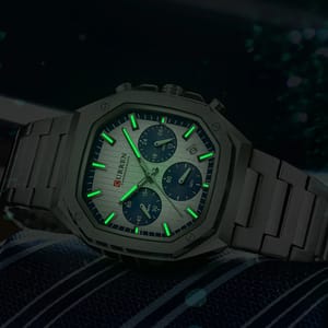 Stylish Square Dial Chronograph Watch with Stainless Steel Band Curren - Men's Dress Watches 2