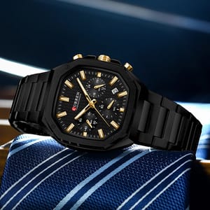 Stylish Square Dial Chronograph Watch with Stainless Steel Band Curren - Men's Dress Watches 4