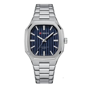 Modern Square Quartz Watch with Stainless Steel Bracelet