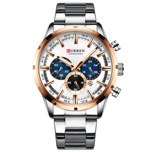 Stylish Chronograph Quartz Watch with Stainless Steel Strap