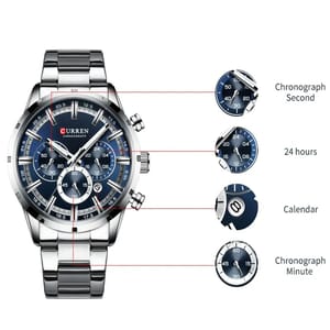 Stylish Chronograph Quartz Watch with Stainless Steel Strap Curren - Men's Dress Watches 1