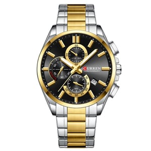 Men's Chronograph Quartz Watch with Luminous Display and Date