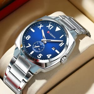 Modern Square Dial Men's Quartz Watch with Luminous Display