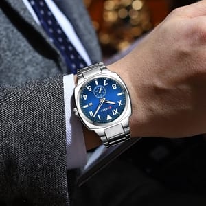Modern Square Dial Men's Quartz Watch with Luminous Display