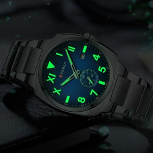 Modern Square Dial Men's Quartz Watch with Luminous Display