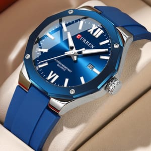 Modern Men's Quartz Watch with Luminous Hands and Silicone Strap