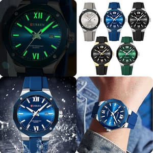 Modern Men's Quartz Watch with Luminous Hands and Silicone Strap
