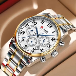 Stylish Chronograph Men's Watch with Stainless Steel Strap