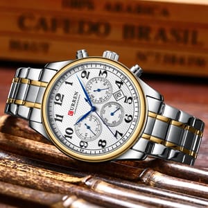 Stylish Chronograph Men's Watch with Stainless Steel Strap