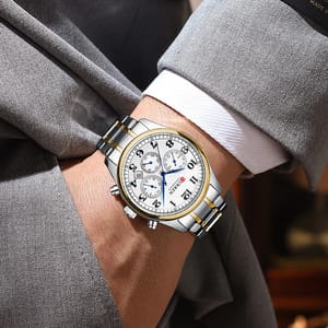 Stylish Chronograph Men's Watch with Stainless Steel Strap