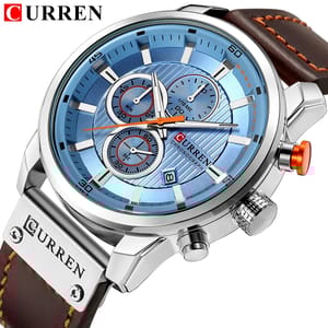 Elegant Men's Chronograph Watch with Leather Strap and Calendar Elegant Men's Chronograph Watch with Leather Strap and Calendar