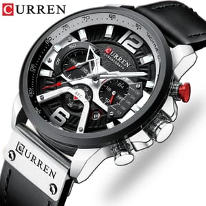Stylish Men's Chronograph Leather Watch with Waterproof Design Curren - Men's Dress Watches 1