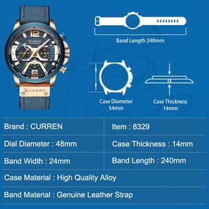 Stylish Men's Chronograph Leather Watch with Waterproof Design Curren - Men's Dress Watches 3