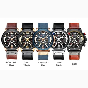 Stylish Men's Chronograph Leather Watch with Waterproof Design Curren - Men's Dress Watches 4