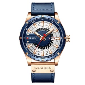 Stylish Men's Leather Watch with Luminous Hands and Date Display