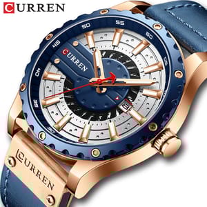 Stylish Men's Leather Watch with Luminous Hands and Date Display Curren - Men's Dress Watches 1