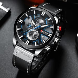 Sporty Men's Chronograph Watch with Leather Strap and Date Display Curren - Men's Dress Watches 2