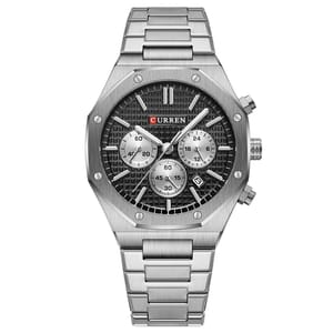 Stylish Chronograph Quartz Watch with Stainless Steel Band