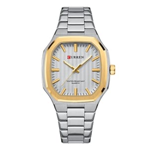 Elegant Square Dial Quartz Watch with Stainless Steel Strap