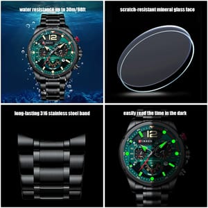 Stylish Chronograph Quartz Watch for Men with Luminous Dial