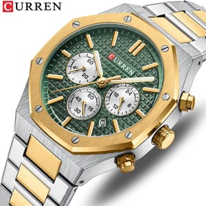 Stylish Men's Quartz Watch with Stainless Steel Strap and Luminous Hands