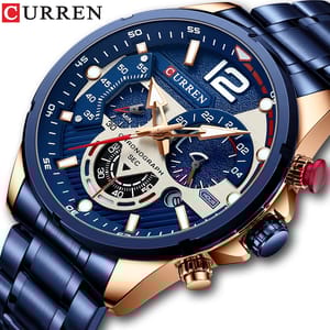 Stylish Men's Chronograph Quartz Watch with Stainless Steel Band Curren - Women's Dress Watches 1