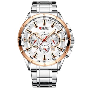 Stylish Chronograph Men's Watch with Big Dial and Steel Band