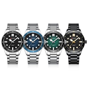 Elegant Round Quartz Watch with Luminous Hands and Steel Strap Elegant Round Quartz Watch with Luminous Hands and Steel Strap