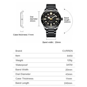 Elegant Round Quartz Watch with Luminous Hands and Steel Strap Elegant Round Quartz Watch with Luminous Hands and Steel Strap