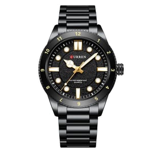 Elegant Round Quartz Watch with Luminous Hands and Steel Strap