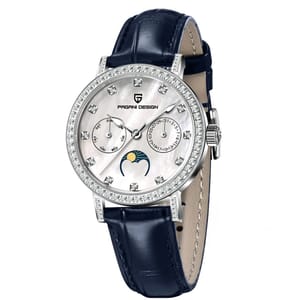 Elegant Luxury Women's Watch with Moon Phase and Calendar