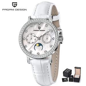 Elegant Luxury Women's Watch with Moon Phase and Calendar