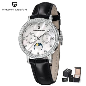 Elegant Luxury Women's Watch with Moon Phase and Calendar