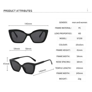 Elegant Cat Eye Rectangle Sunglasses for Women with UV400 Protection Ruisimo - Women's Cat Eye Sunglasses 2