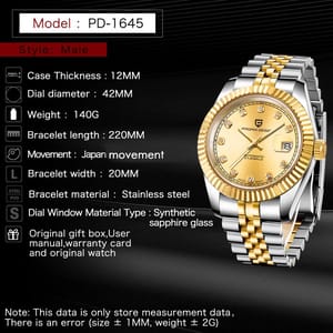 Luxury Mechanical Men's Watch with Sapphire Glass and 10Bar Waterproof